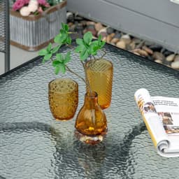 image-Square Patio Table, Tempered Glass Top Garden Dining Table 76 x 76cm Outsunny