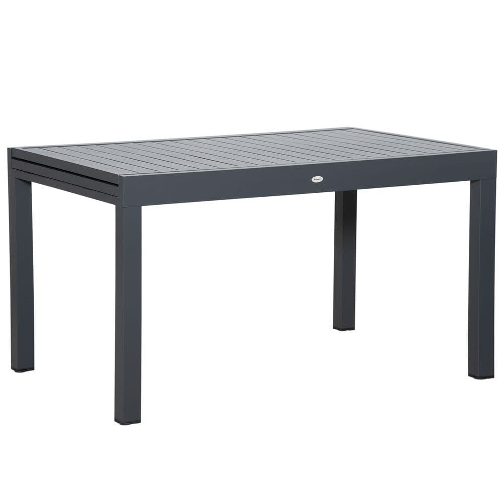 image-Extendable Garden Table 10 Seater for Lawn Balcony and Backyard Grey Outsunny