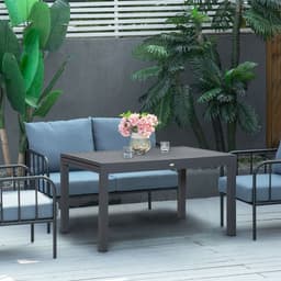 image-Extendable Garden Table 10 Seater for Lawn Balcony and Backyard Grey Outsunny