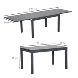image-Extendable Garden Table 10 Seater for Lawn Balcony and Backyard Grey Outsunny