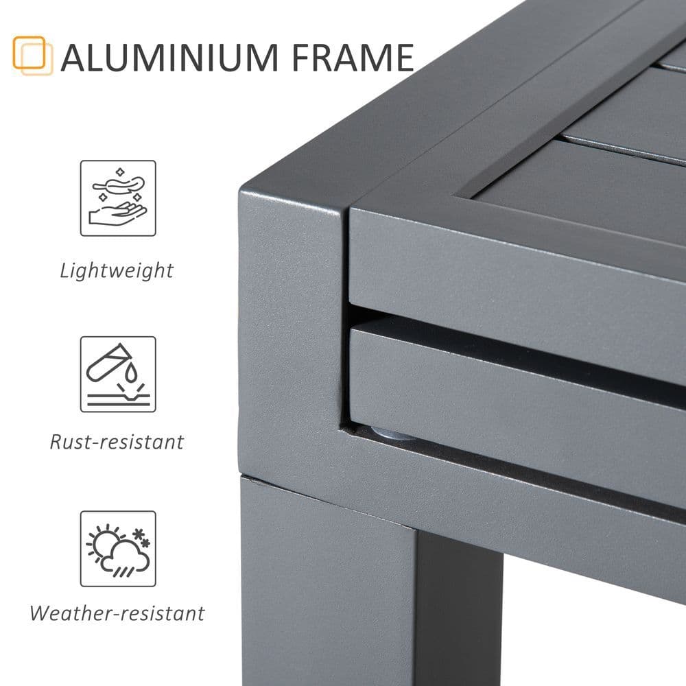 image-Extendable Garden Table 10 Seater for Lawn Balcony and Backyard Grey Outsunny