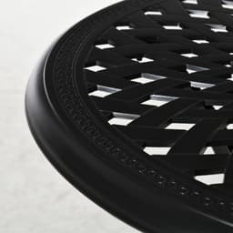 image-78cm Round Garden Dining Table with Parasol Hole Cast Aluminium Black Outsunny