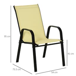 image-Set of 4 Garden Dining Chair Set Outdoor w/ High Back Armrest Beige Outsunny