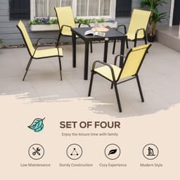 image-Set of 4 Garden Dining Chair Set Outdoor w/ High Back Armrest Beige Outsunny