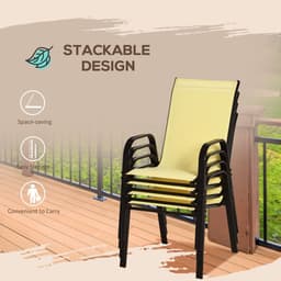 image-Set of 4 Garden Dining Chair Set Outdoor w/ High Back Armrest Beige Outsunny