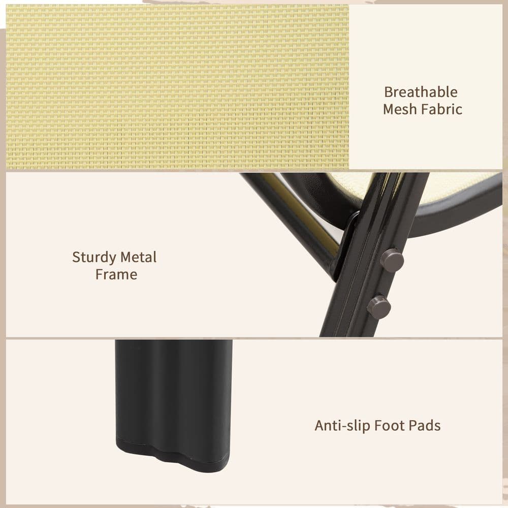 image-Set of 4 Garden Dining Chair Set Outdoor w/ High Back Armrest Beige Outsunny