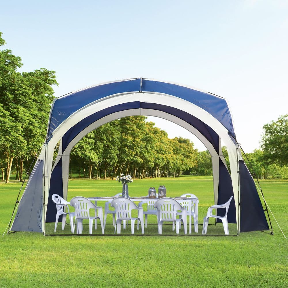 image-Outdoor Gazebo Event Dome Shelter Party Tent for Garden Blue and Grey
