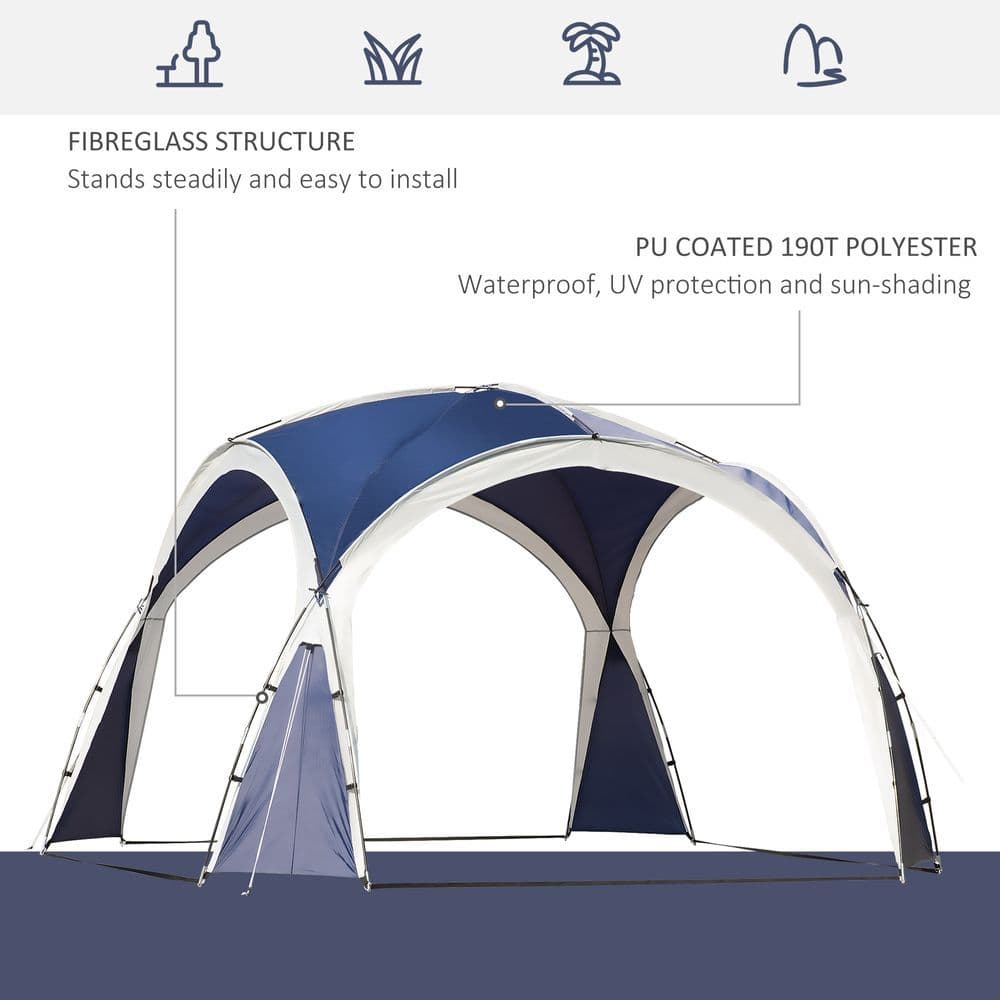 image-Outdoor Gazebo Event Dome Shelter Party Tent for Garden Blue and Grey