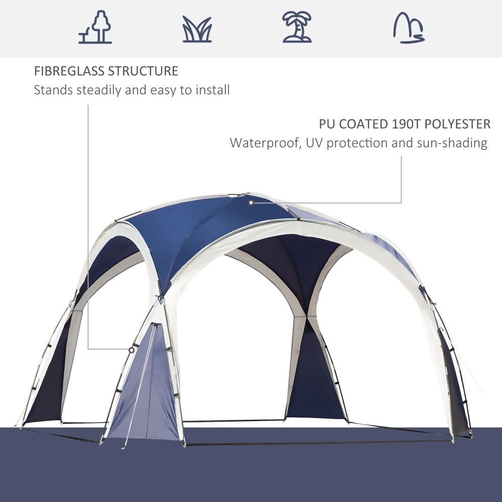 image-Outdoor Gazebo Event Dome Shelter Party Tent for Garden Blue and Grey