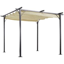 image-3x3m Outdoor Pergola Metal Gazebo Porch Awning Retractable Canopy Outsunny