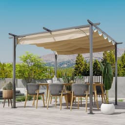 image-3x3m Outdoor Pergola Metal Gazebo Porch Awning Retractable Canopy Outsunny