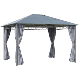 image-3.6 x 3(m) Hardtop Gazebo for Garden Party w/ Polycarbonate Curtains Outsunny