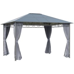 image-3.6 x 3(m) Hardtop Gazebo for Garden Party w/ Polycarbonate Curtains Outsunny