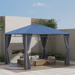 image-3.6 x 3(m) Hardtop Gazebo for Garden Party w/ Polycarbonate Curtains Outsunny
