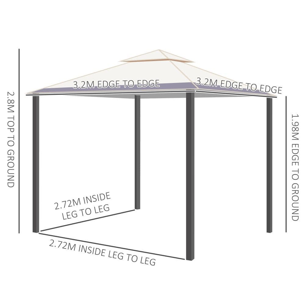 image-10' x 10' Outdoor Patio 2-Tier Roof Gazebo Canopy Steel Frame w/ Mesh Sidewalls