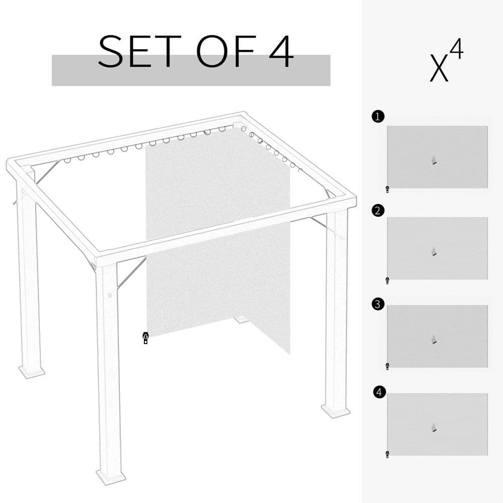 image-4 Pack Gazebo Replacement Sidewalls Privacy Panel for 3 x 4m Gazebo Outsunny