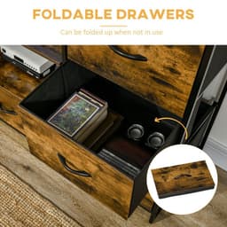 image-HOMCOM Industrial Storage Cabinet with 2 Shelves 3 Fabric Drawers Rustic Brown