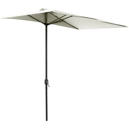 image-2.3m Garden Balcony Half Round Umbrella Metal Parasol Umbrella Beige Outsunny