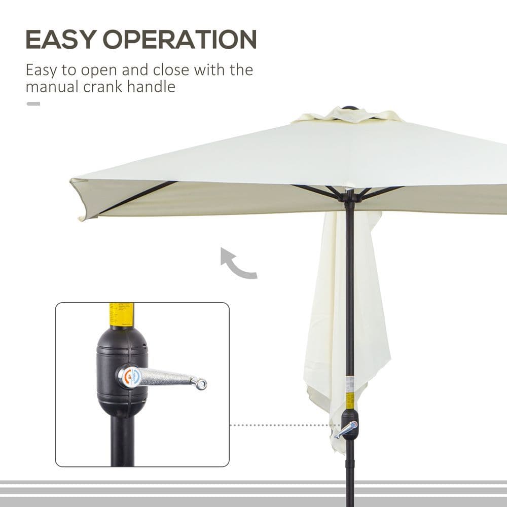 image-2.3m Garden Balcony Half Round Umbrella Metal Parasol Umbrella Beige Outsunny
