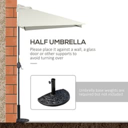 image-2.3m Garden Balcony Half Round Umbrella Metal Parasol Umbrella Beige Outsunny