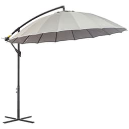 image-3(m) Cantilever Shanghai Parasol w/ Crank Handle, Cross Base, Grey Outsunny