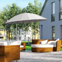 image-3(m) Cantilever Shanghai Parasol w/ Crank Handle, Cross Base, Grey Outsunny
