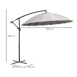 image-3(m) Cantilever Shanghai Parasol w/ Crank Handle, Cross Base, Grey Outsunny