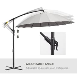 image-3(m) Cantilever Shanghai Parasol w/ Crank Handle, Cross Base, Grey Outsunny