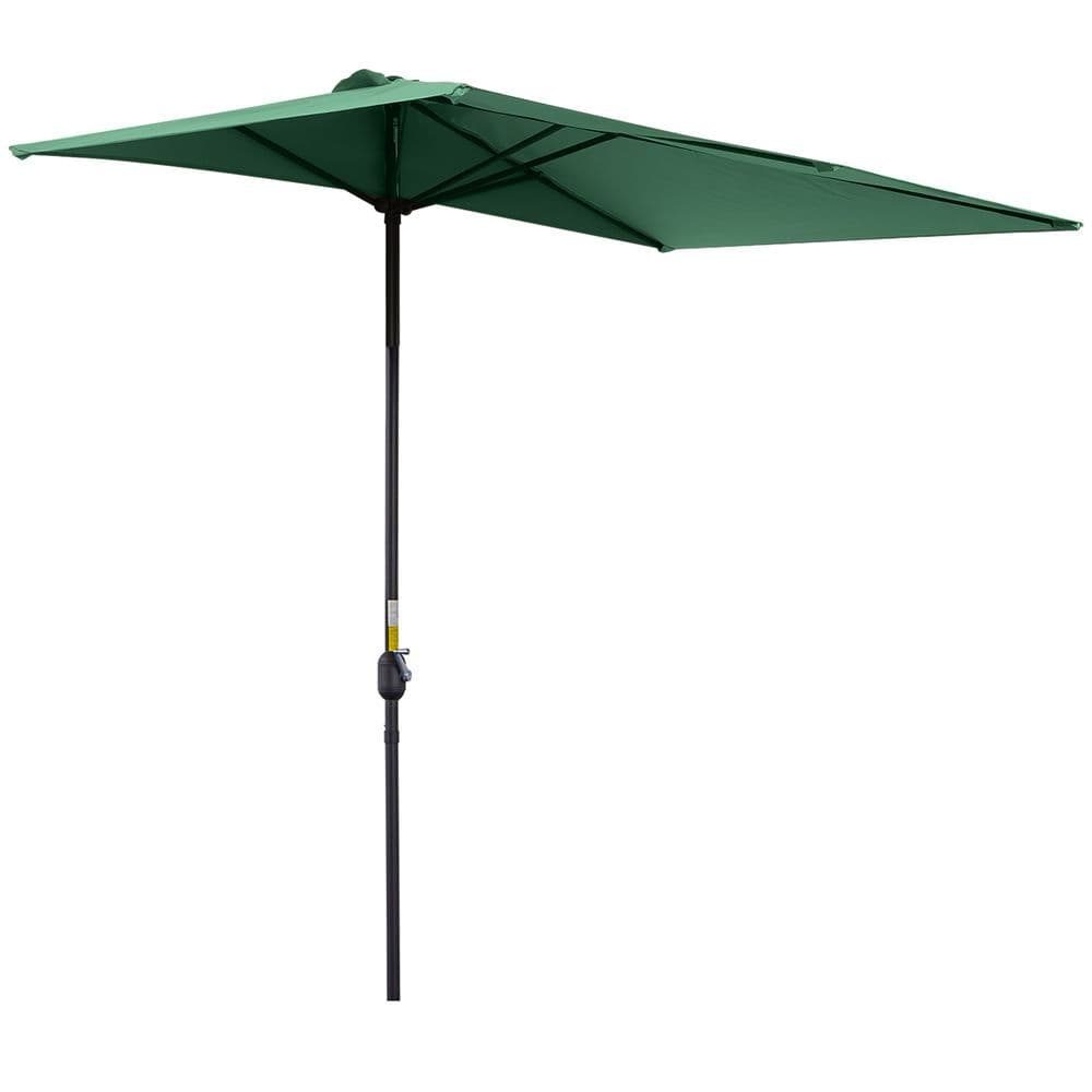 image-2.3m Garden Half Round Umbrella Metal Parasol Umbrella Green Outsunny