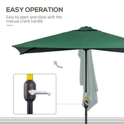 image-2.3m Garden Half Round Umbrella Metal Parasol Umbrella Green Outsunny