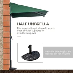 image-2.3m Garden Half Round Umbrella Metal Parasol Umbrella Green Outsunny