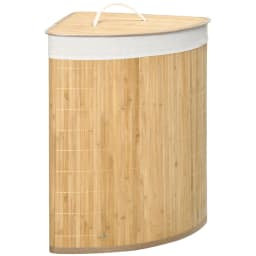 image-55L Bamboo Corner Laundry Hamper Bamboo Laundry Basket 38x38x57cm HOMCOM