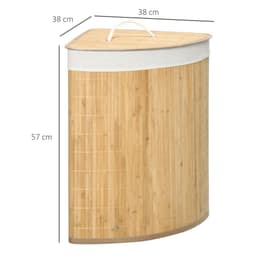 image-55L Bamboo Corner Laundry Hamper Bamboo Laundry Basket 38x38x57cm HOMCOM