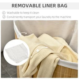 image-55L Bamboo Corner Laundry Hamper Bamboo Laundry Basket 38x38x57cm HOMCOM