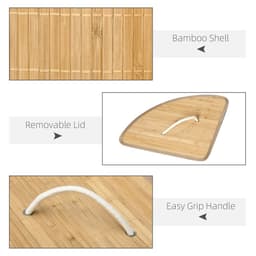 image-55L Bamboo Corner Laundry Hamper Bamboo Laundry Basket 38x38x57cm HOMCOM