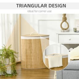 image-55L Bamboo Corner Laundry Hamper Bamboo Laundry Basket 38x38x57cm HOMCOM