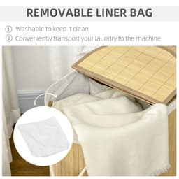 image-100L Bamboo Laundry Basket w/ 2 Compartments Washing Baskets Natural HOMCOM