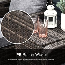 image-3 Piece PE Rattan Garden Sofa Set w/ 2 Chairs & Storage Table Grey Outsunny