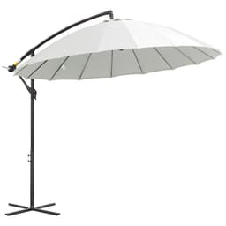 image-3(m) Cantilever Shanghai Parasol Crank Handle, Cross Base, Off-White Outsunny