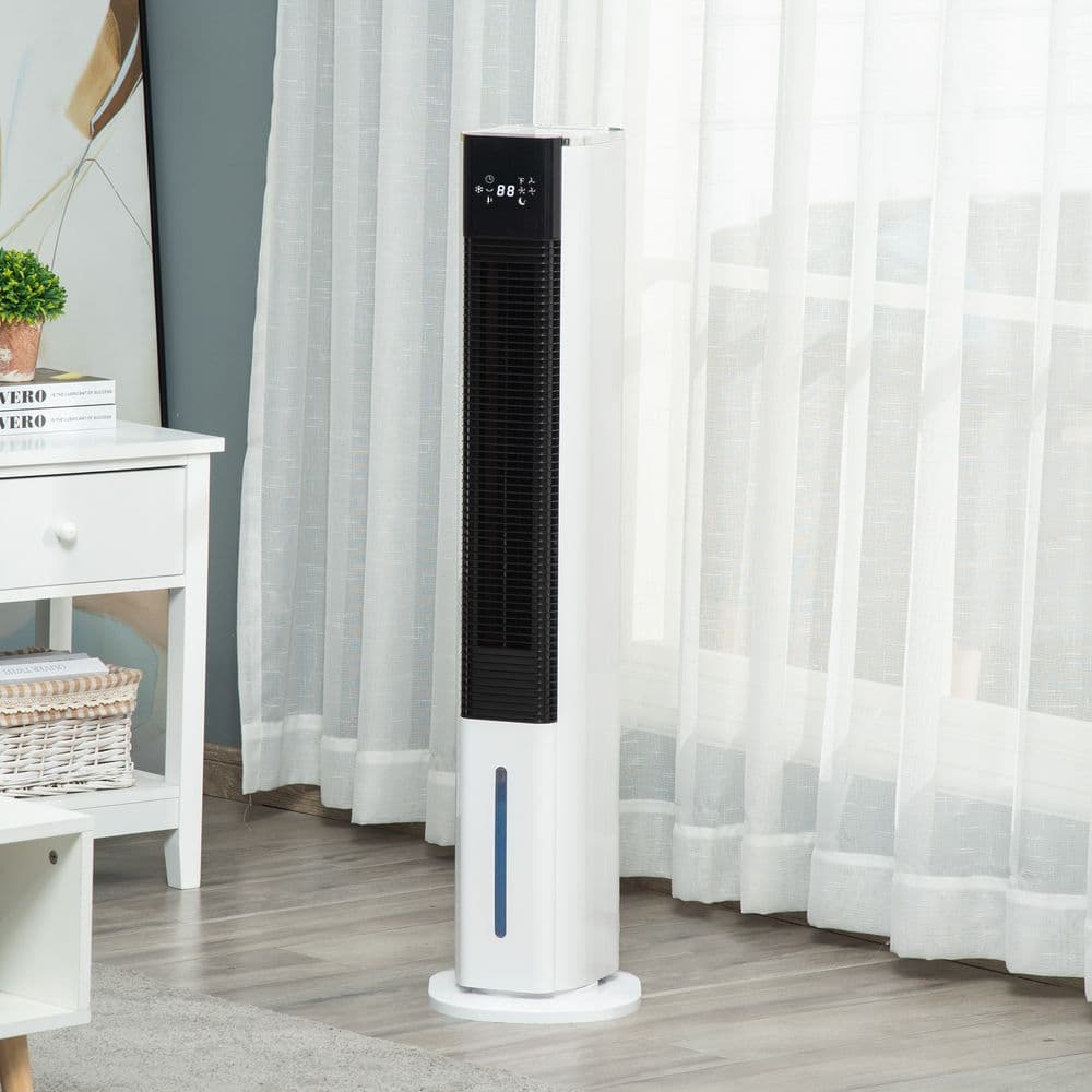 image-Quiet Air Cooler, Humidifier Evaporative Ice Cooling Fan Bedroom, White