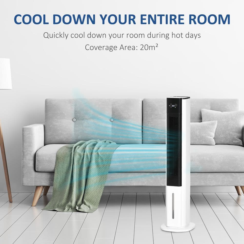 image-Quiet Air Cooler, Humidifier Evaporative Ice Cooling Fan Bedroom, White