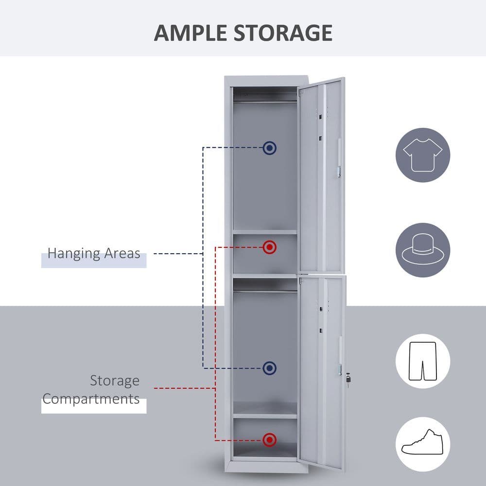 image-1.8m Locker Office Cabinet Storage Cold Rolled Steel Storage Shelves Vinsetto