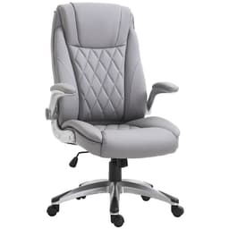 image-High Back Executive Office Chair Home Swivel PU Leather Chair, Grey