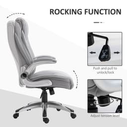 image-High Back Executive Office Chair Home Swivel PU Leather Chair, Grey