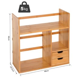 image-Desk Organiser Desktop Bookshelf 180 Degree Rotatable 2 Drawers Bamboo