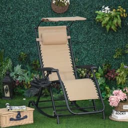 image-Folding Recliner Chair Outdoor Lounge Rocker Zero-Gravity Seat w/ Adjustable