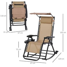 image-Folding Recliner Chair Outdoor Lounge Rocker Zero-Gravity Seat w/ Adjustable