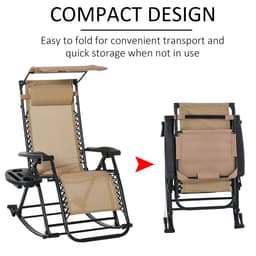 image-Folding Recliner Chair Outdoor Lounge Rocker Zero-Gravity Seat w/ Adjustable