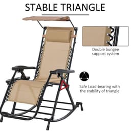 image-Folding Recliner Chair Outdoor Lounge Rocker Zero-Gravity Seat w/ Adjustable