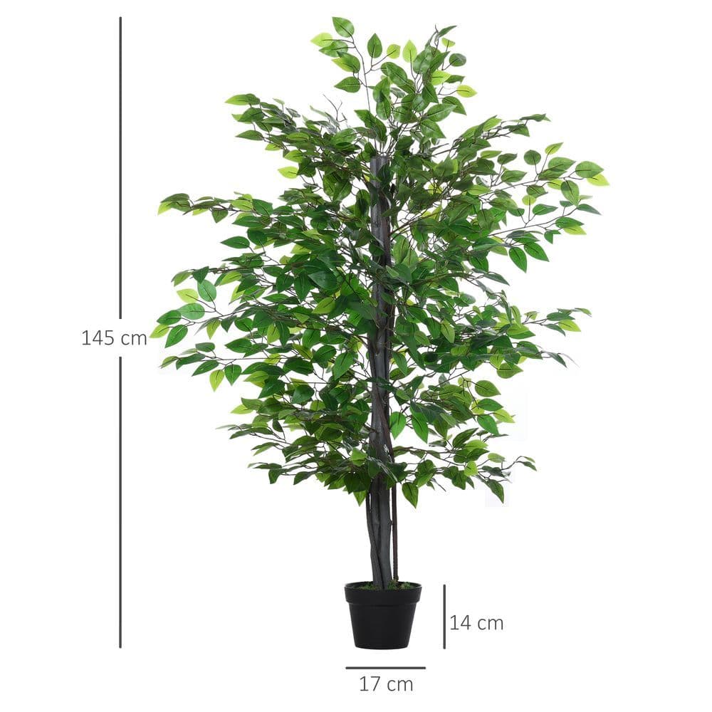 image-145cm Artificial Banyan Plant Faux Decorative Tree Cement Pot Outsunny